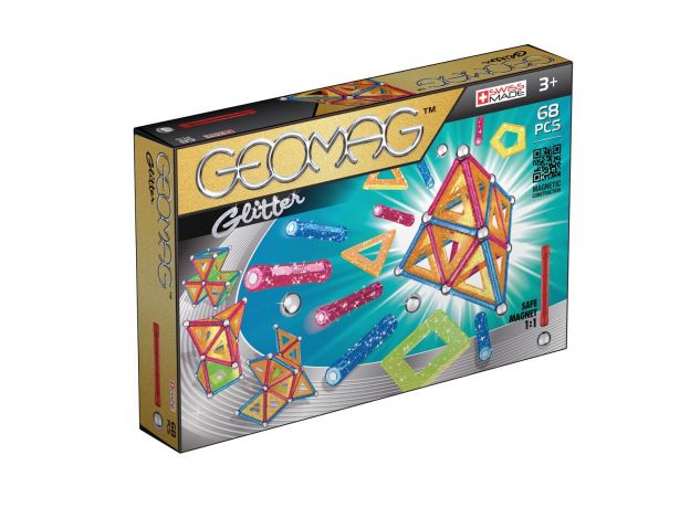 بازی مغناطیسی 68 قطعه‌ای جیومگ مدل Glitter, image 