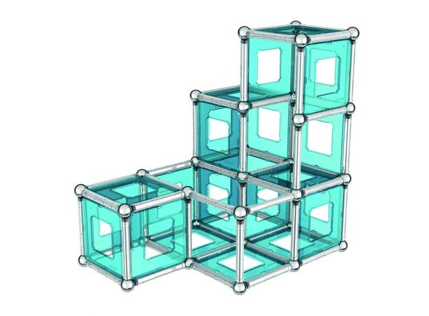 بازی مگنتی 174 قطعه‌ای جیومگ مدل  Blue and Silver Metal, image 2