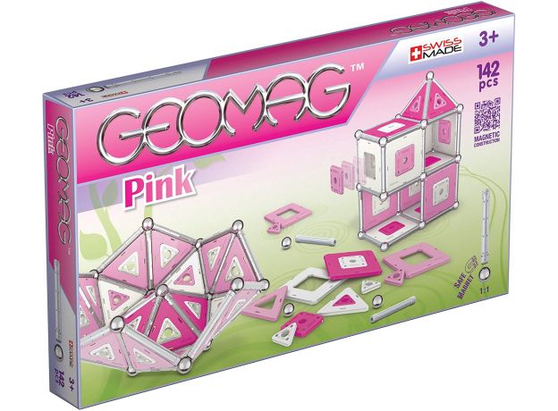 بازی مگنتی 142 قطعه‌ای جیومگ مدل Pink, image 