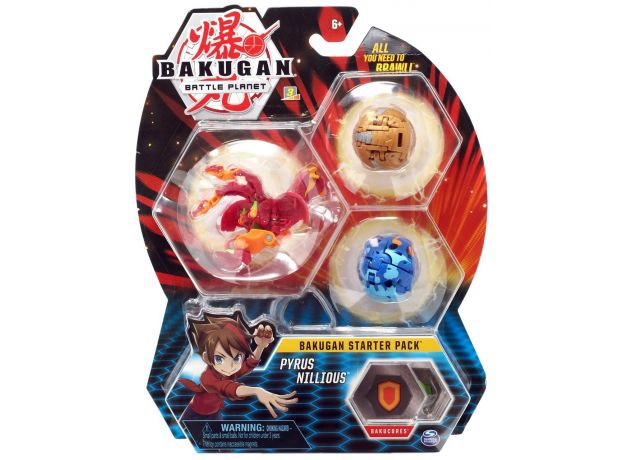 پک 3 تایی بازی نبرد باکوگان (Bakugan) مدل Pyrous Nillious, image 