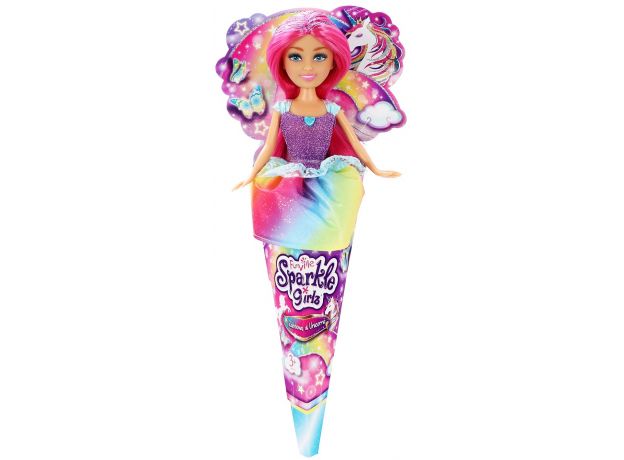 عروسک قیفی یونیکورن Sparkle Girlz مدل Rainbow Unicorn (با موی سرخابی), image 2