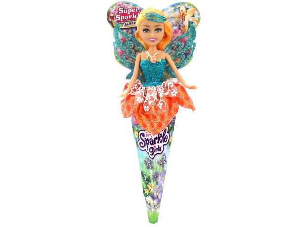 عروسک قیفی پری Sparkle Girlz مدل Floral Fairy (با بال آبی), image 