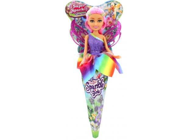 عروسک قیفی پری Sparkle Girlz مدل Floral Fairy (با بال بنفش), image 