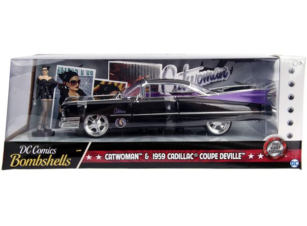 ماشین فلزی کادیلاک مدل 1959 Cadillac Coupe Deville و فیگور فلزی CatWoman با مقیاس 1:24, image 10