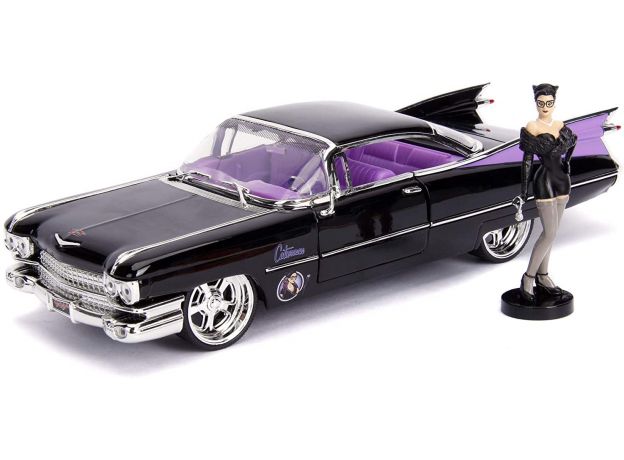 ماشین فلزی کادیلاک مدل 1959 Cadillac Coupe Deville و فیگور فلزی CatWoman با مقیاس 1:24, image 7