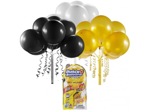 پک 24 تایی بادکنک بانچ و بالون Bunch O Balloons (طلایی-مشکی-سفید), image 
