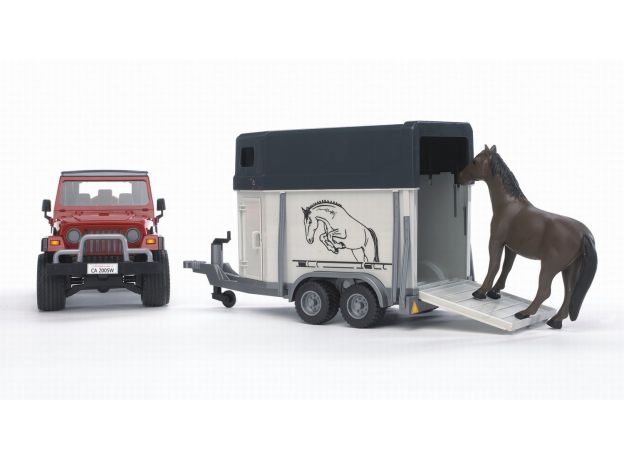 ماشین Jeep Wrangler به همراه کابین اسب برودر Bruder, image 