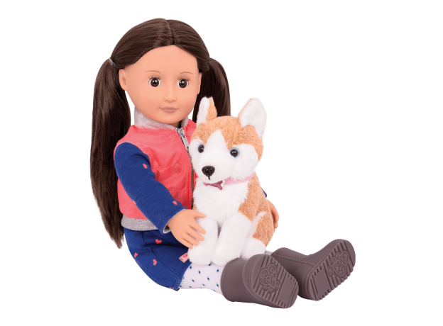 عروسک 46 سانتی OG مدل Leslie با سگ هاسکی, image 2