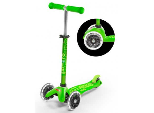 اسکوتر مینی دلوکس Micro سبز با چرخ های چراغ دار, image 3