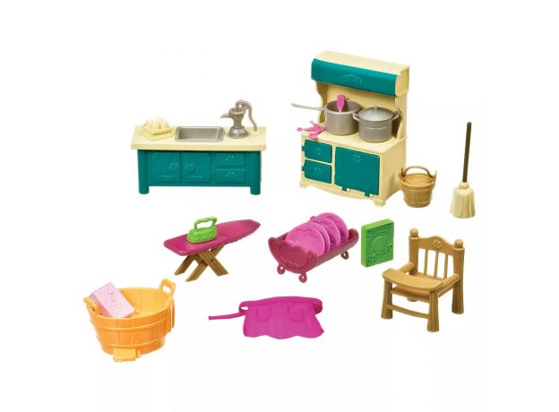 ست آشپزخانه و لوازم شست و شوی لباس عروسک های خانواده Li'l Woodzeez, image 