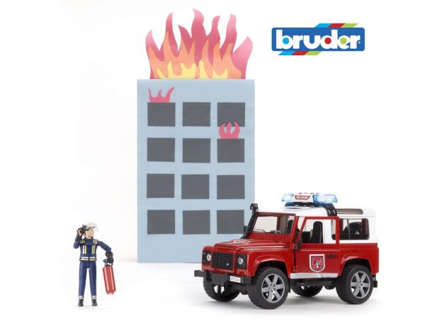 ماشین آتشنشانی لندرور به همراه فیگور آتش نشان برودر Bruder, image 6