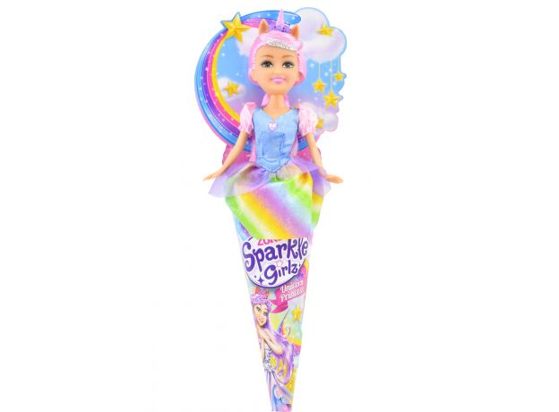 عروسک قیفی یونیکورن Sparkle Girlz مدل Rainbow Unicorn (با موی صورتی), image 