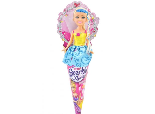 عروسک قیفی پرنسسی Sparkle Girlz مدل Princess (با لباس زرد و آبی), image 