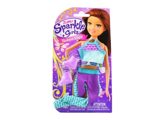 لباس عروسک 26 سانتی Sparkle Girlz (تاپ آبی و شلوار بنفش), image 
