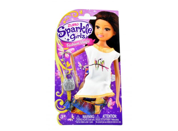 لباس عروسک 26 سانتی Sparkle Girlz (پیراهن سفید), image 