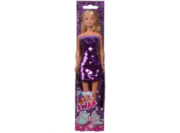 عروسک 29 سانتی Steffi Love با لباس پولکی بنفش, تنوع: 105733366-Swap Fashion Purple, image 3