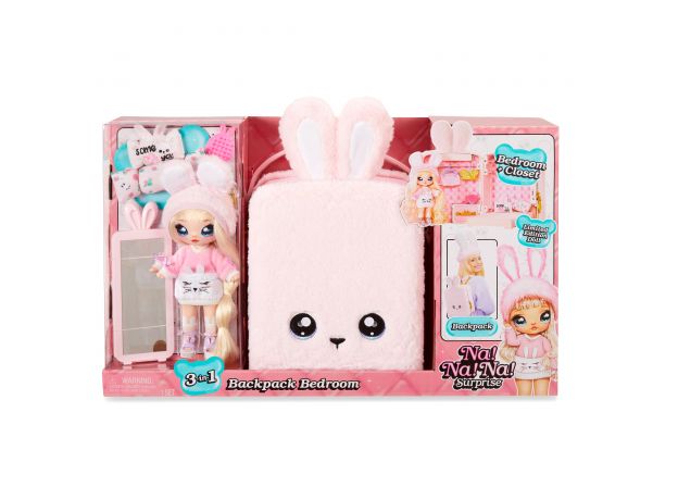 ست 3 در 1 نانانا سورپرایز Na! Na! Na! Surprise سری BackPack مدل Fuzzy bunny, image 