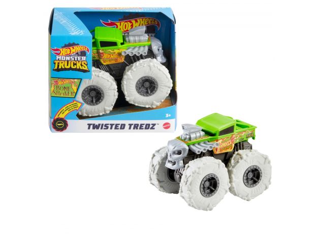 پک تکی ماشین 13 سانتی Hot Wheels سری Monster Truck مدل Twisted Tredz (Bone Shaker), تنوع: GVK37-Twisted Tredz, image 