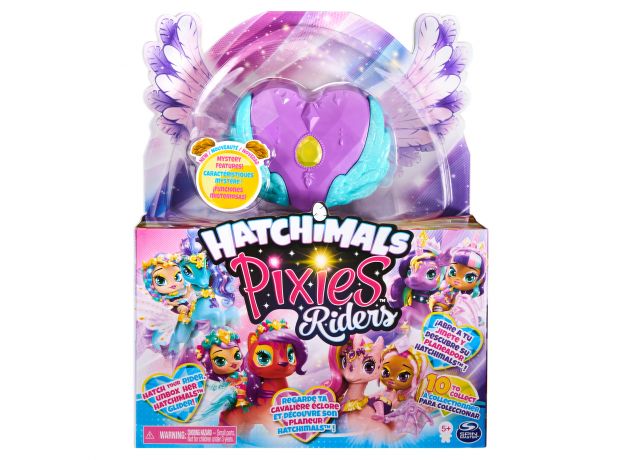 عروسک هچیمال پیکسی رایدر سورپرایز Hatchimals Pixies سری Riders مدل قلب بنفش و بال آبی, image 