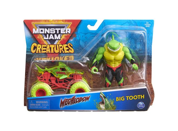 ست ماشین و فیگور Monster Jam سری Creatures با مقیاس 1:64 مدل Big Tooth (سبز), تنوع: 6055107-Creatures Green, image 