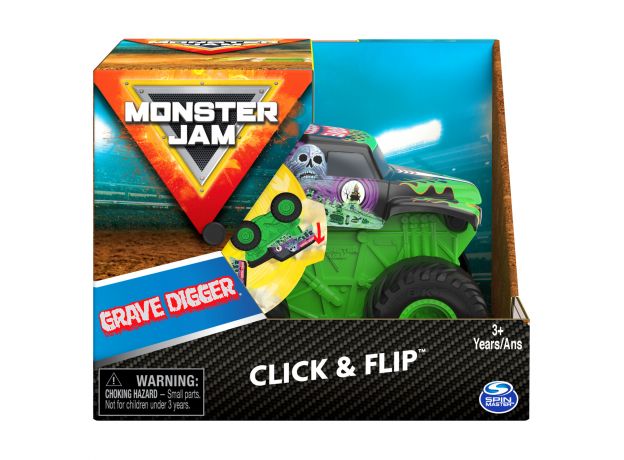 ماشین 15 سانتی Monster Jam سری Click and Flip مدل Grave Digger, image 