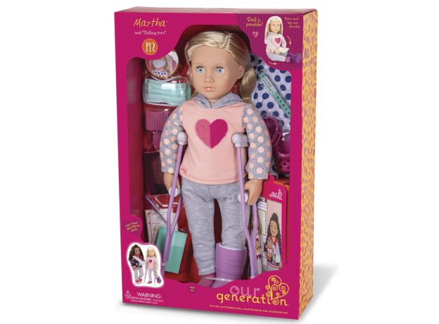 عروسک 46 سانتی دلوکس OG مدل Martha با چوب زیر بغل و کتاب, image 9