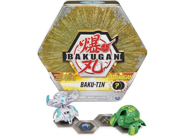 جعبه فلزی Baku-Tin با 2 باکوگان شانسی Bakugan طلایی, image 