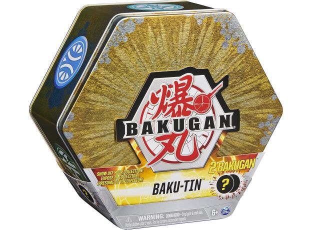 جعبه فلزی Baku-Tin با 2 باکوگان شانسی Bakugan طلایی, image 3