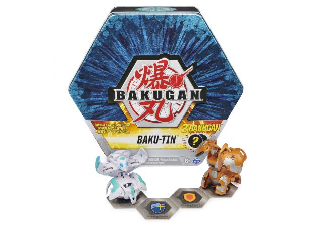 جعبه فلزی Baku-Tin با 2 باکوگان شانسی Bakugan آبی, image 