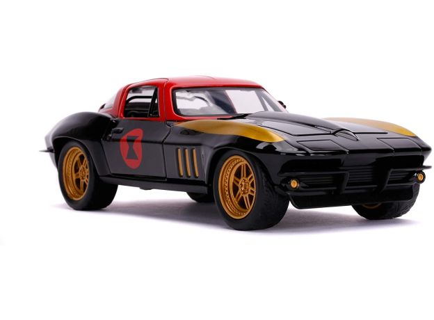 ماشین فلزی شورلت مدل Corvette به همراه فیگور بیوه سیاه با مقیاس 1:24, image 9