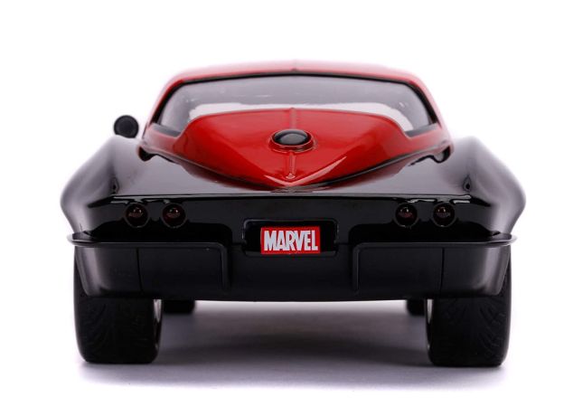 ماشین فلزی شورلت مدل Corvette به همراه فیگور بیوه سیاه با مقیاس 1:24, image 7