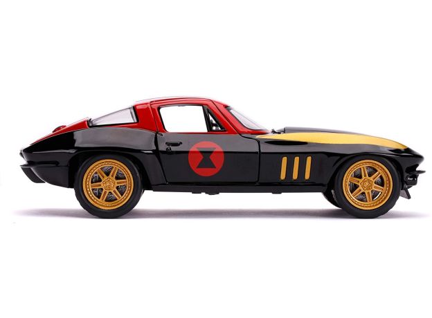ماشین فلزی شورلت مدل Corvette به همراه فیگور بیوه سیاه با مقیاس 1:24, image 10