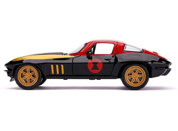 ماشین فلزی شورلت مدل Corvette به همراه فیگور بیوه سیاه با مقیاس 1:24, image 3