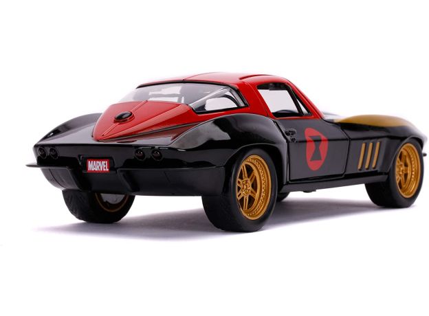 ماشین فلزی شورلت مدل Corvette به همراه فیگور بیوه سیاه با مقیاس 1:24, image 5