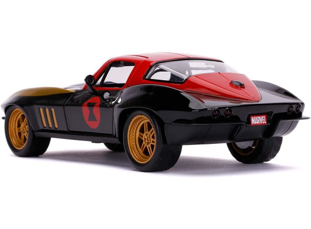 ماشین فلزی شورلت مدل Corvette به همراه فیگور بیوه سیاه با مقیاس 1:24, image 12