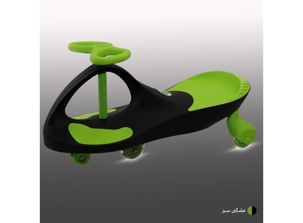 سه‌چرخه لوپ کار با چرخ‌های چراغ‌ دار مدل مشکی سبز, image 2