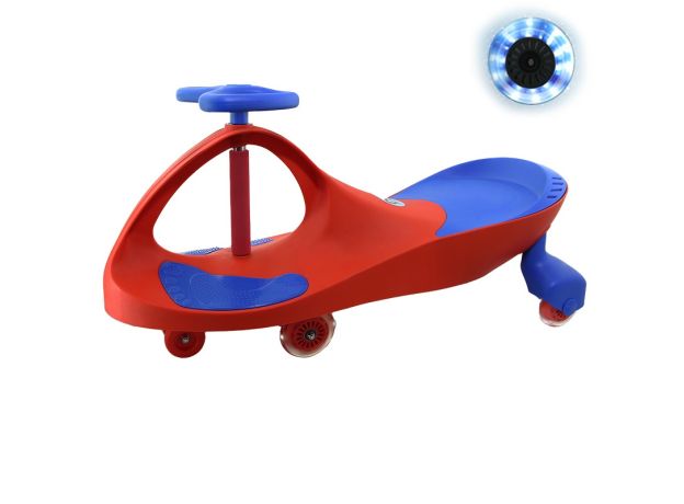 سه‌چرخه لوپ کار با چرخ‌های چراغ‌ دار مدل قرمز آبی کاربنی, image 
