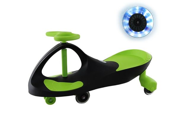 سه‌چرخه لوپ کار با چرخ‌های چراغ‌ دار مدل مشکی سبز, image 