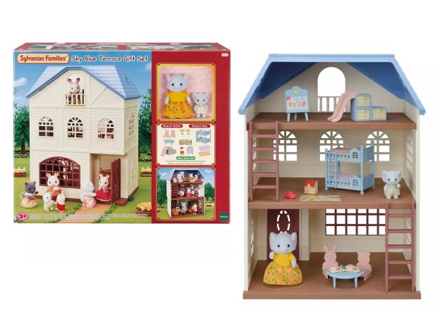 خانه 3 طبقه Blue Terrace همراه با عروسک مادر و فرزند Sylvanian Families, image 