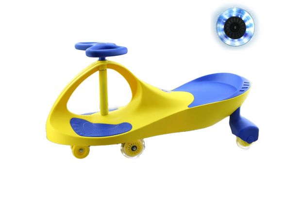 سه‌چرخه لوپ کار با چرخ‌های چراغ‌ دار مدل زرد آبی, image 