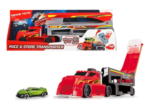 تریلی حمل ماشین 45 سانتی Dickie Toys مدل Race And Store, image 