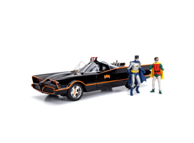 ماشین کلاسیک Batmobile و فیگورهای فلزی رابین و بتمن با مقیاس 1:18 به همراه افکت نوری, image 6