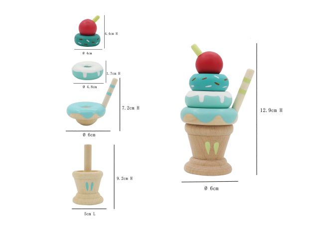 حلقه های رنگی چوبی پیکاردو مدل بستنی آبی, تنوع: BZ-44-H-PD-Blue, image 3