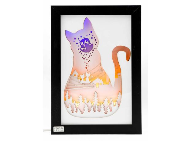 تابلو نورانی گربه بر روی بام, image 