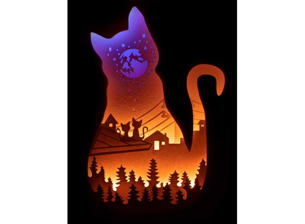 تابلو نورانی گربه بر روی بام, image 2